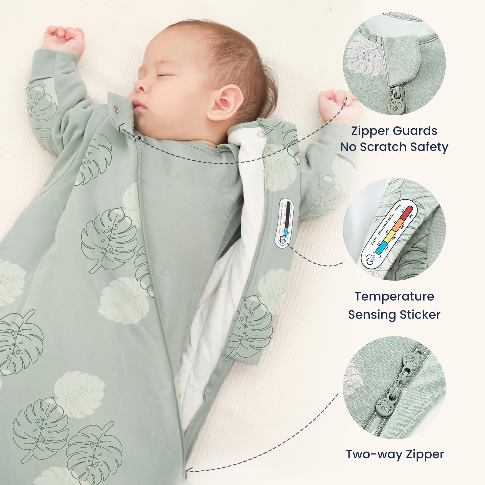 Kaiya Baby double zipper enables easy night-time diaper changes