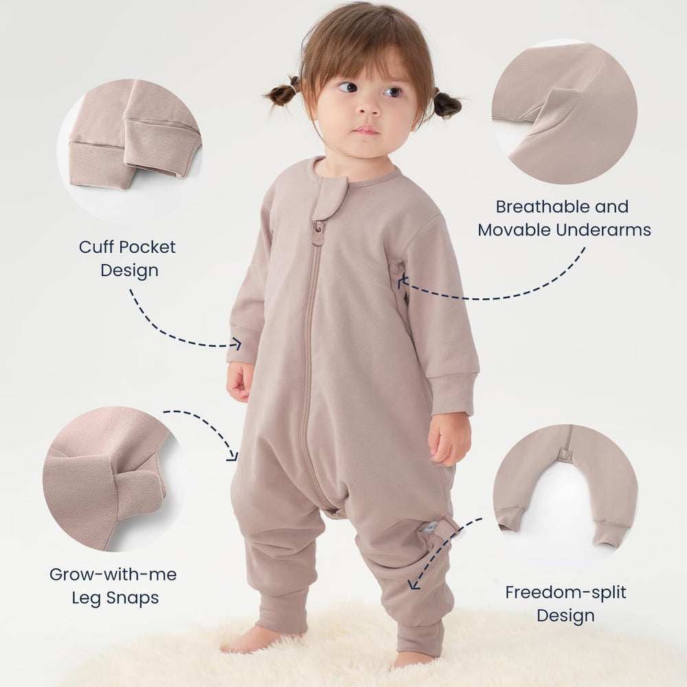 Kaiya Baby dusty pink sleep sack chin guard anti-scrape feature close-up