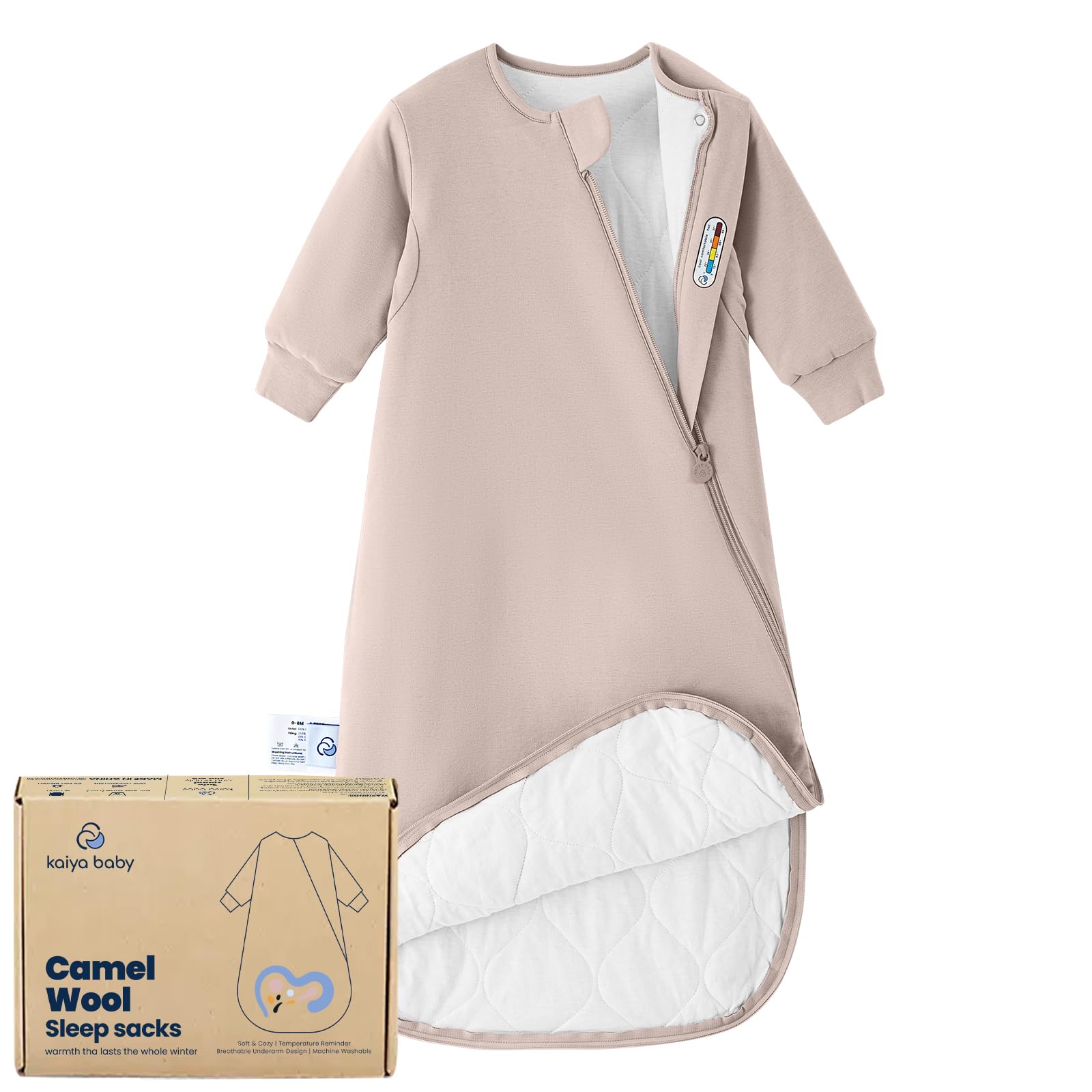 Kaiya Baby rayon sleeping bag front view, cozy wearable blanket for sleep.