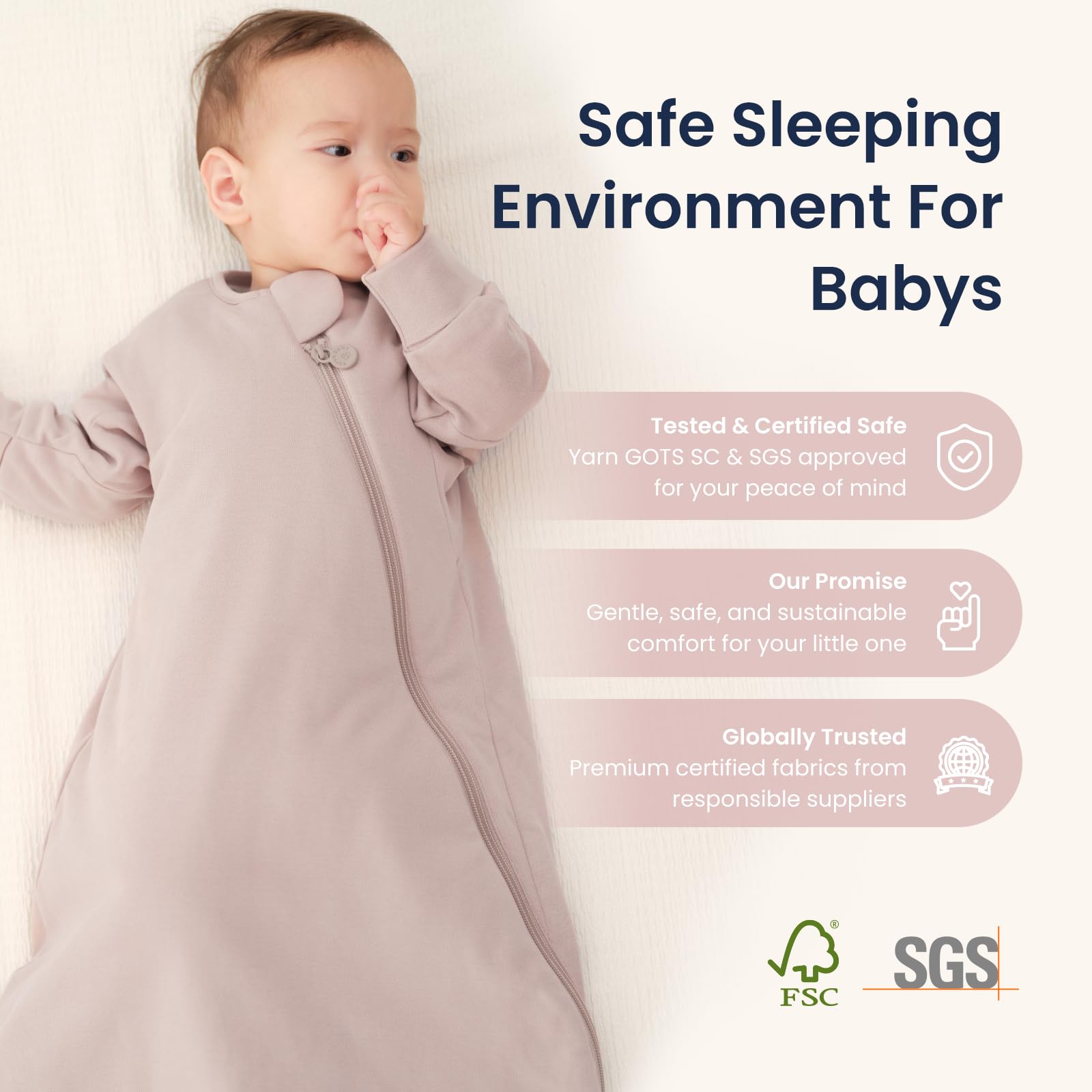 Kaiya Baby sleeping bag in use, ready for bedtime routines.