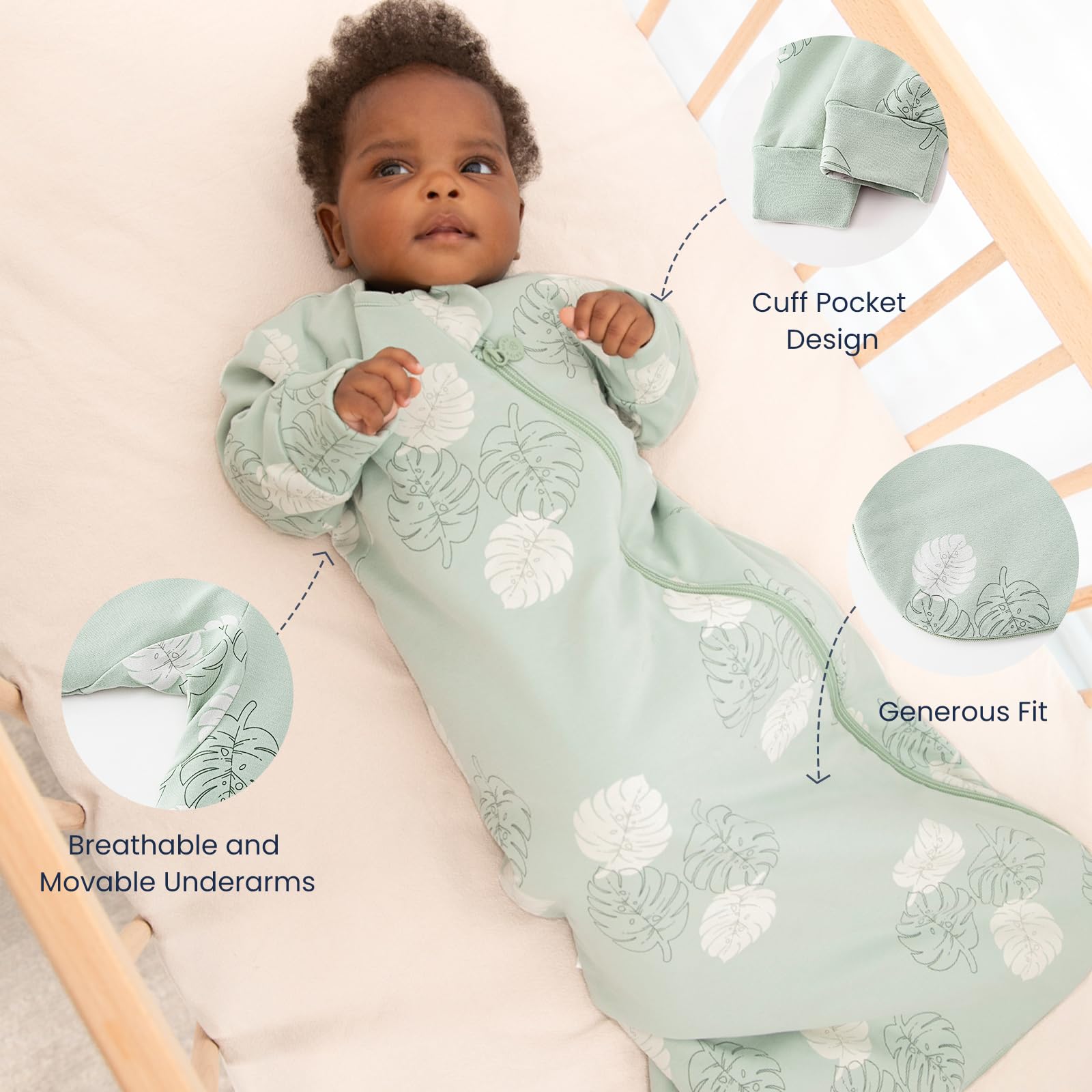 Kaiya Baby secure neckline with anti-slip design helps maintain a snug fit