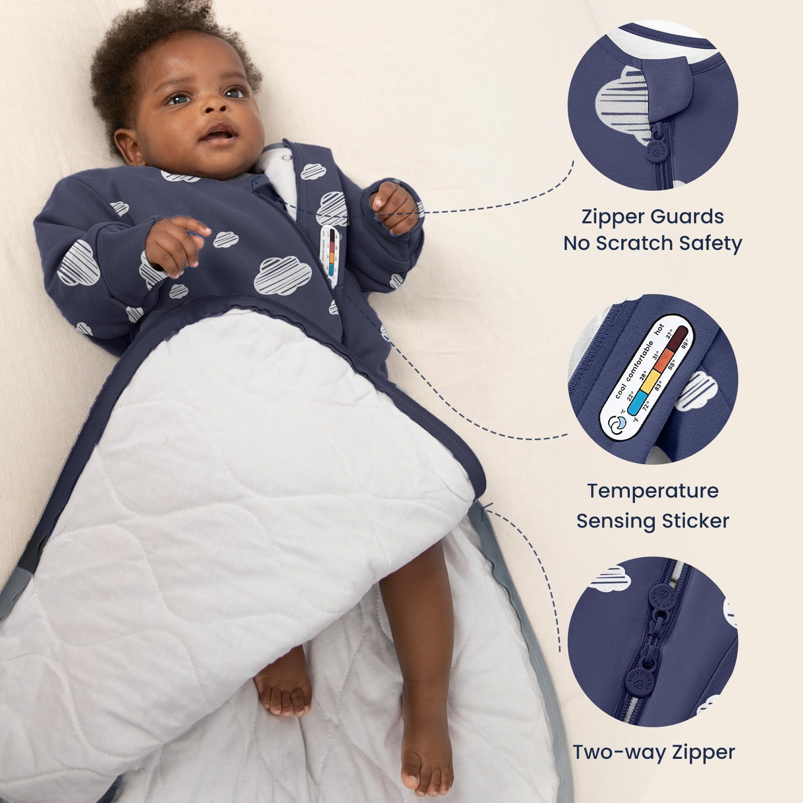 Kaiya Baby secure neckline helps prevent slipping and chin contact