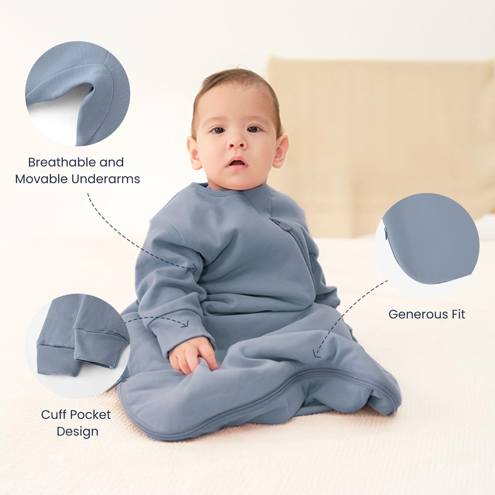 Kaiya Baby size options S, M, L for growing babies