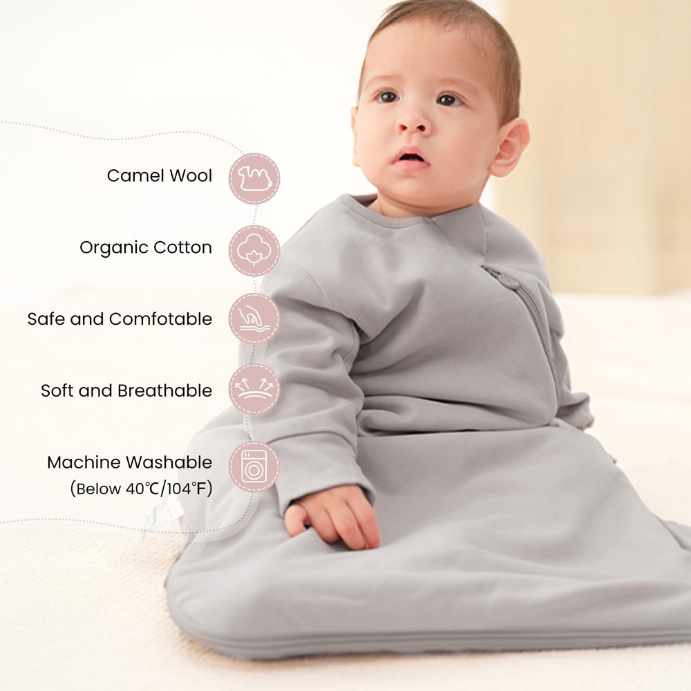 Kaiya Baby sleep sack fabric texture highlights organic cotton blend for softness and durability.