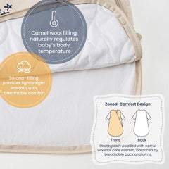 Kaiya Baby Sleep Sack side view demonstrates roomy leg area for movement.