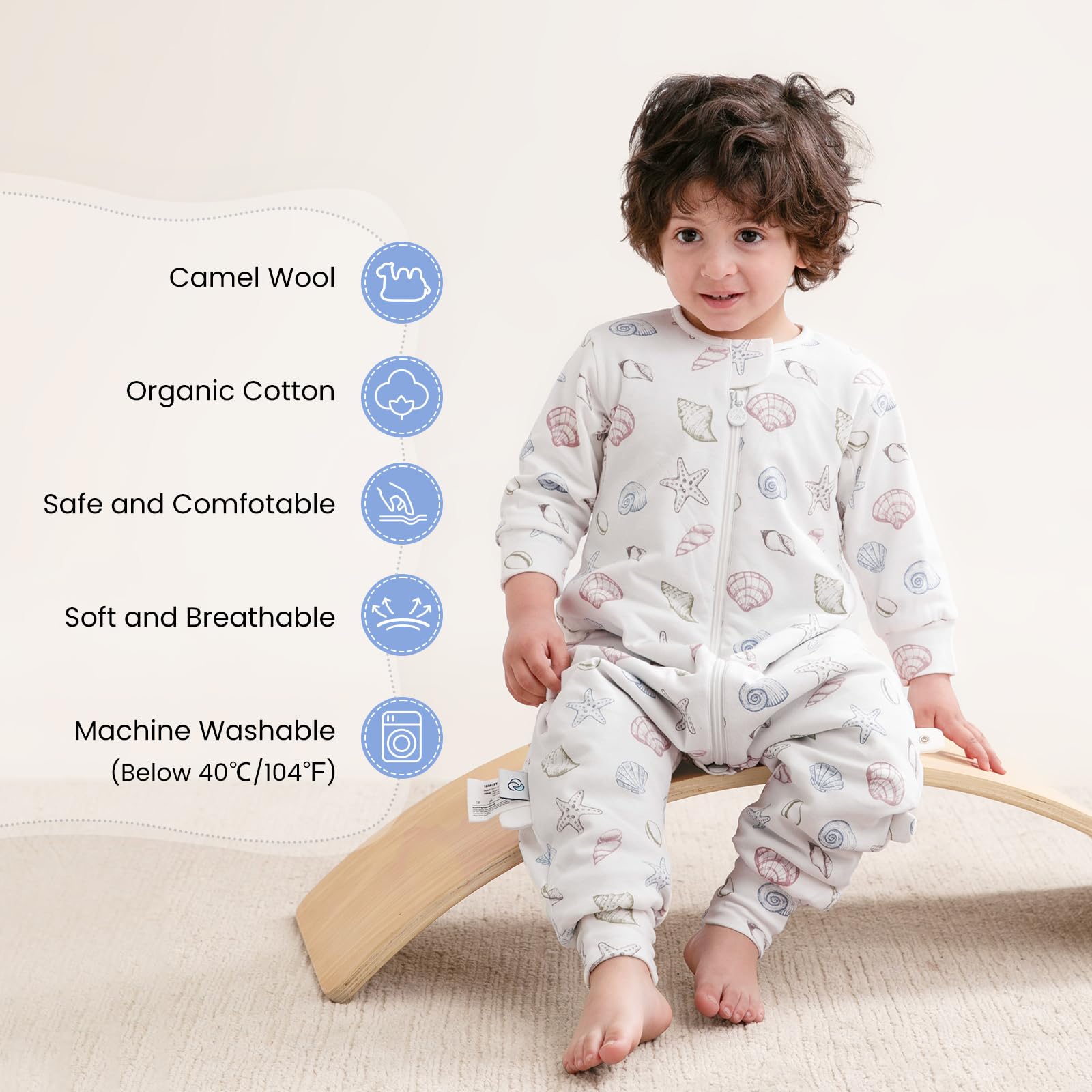Kaiya Baby sleep sack split-legs back view shows full coverage and warmth.