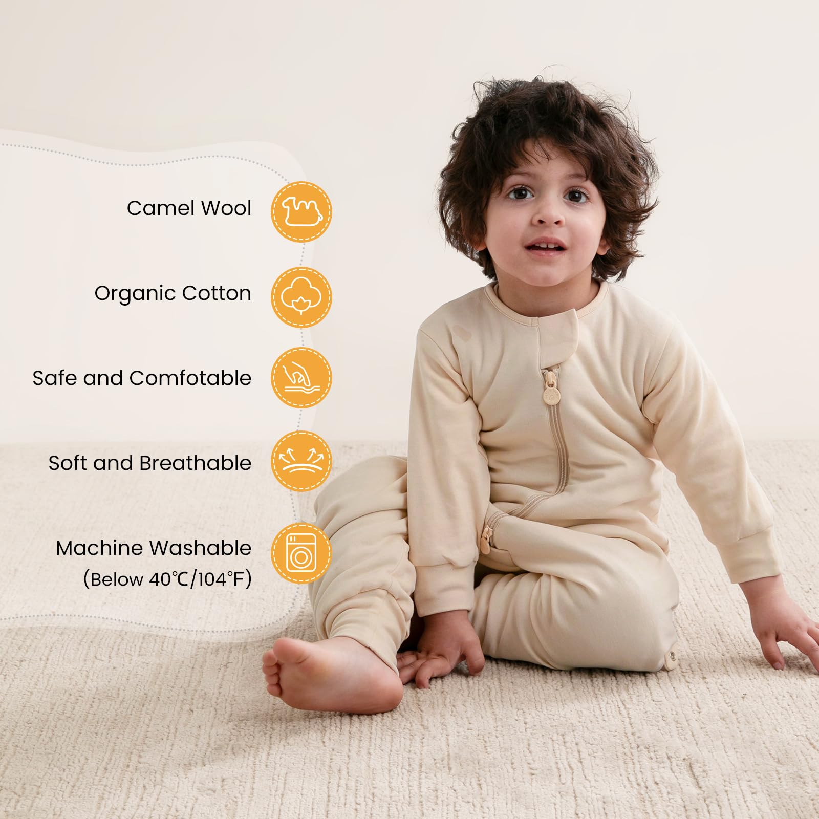 Kaiya Baby sleep sack split legs for easy diaper changes at night