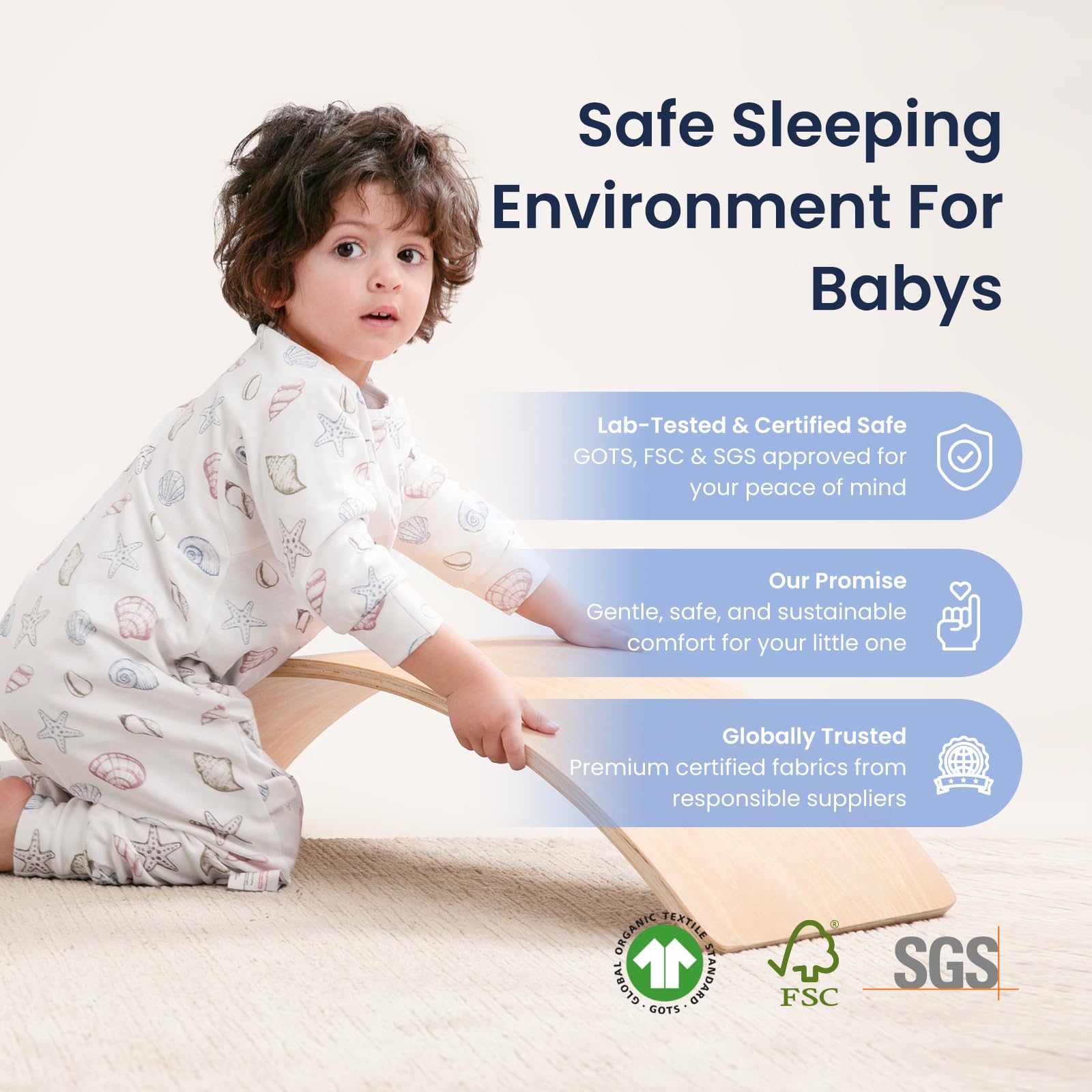 Kaiya Baby sleep sack after multiple washes shows minimal shrinkage and maintained loft.