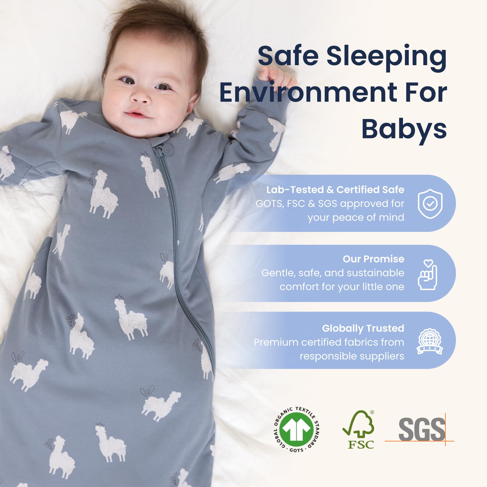 Kaiya Baby sleep sack durable fabric resists many washes with low shrinkage