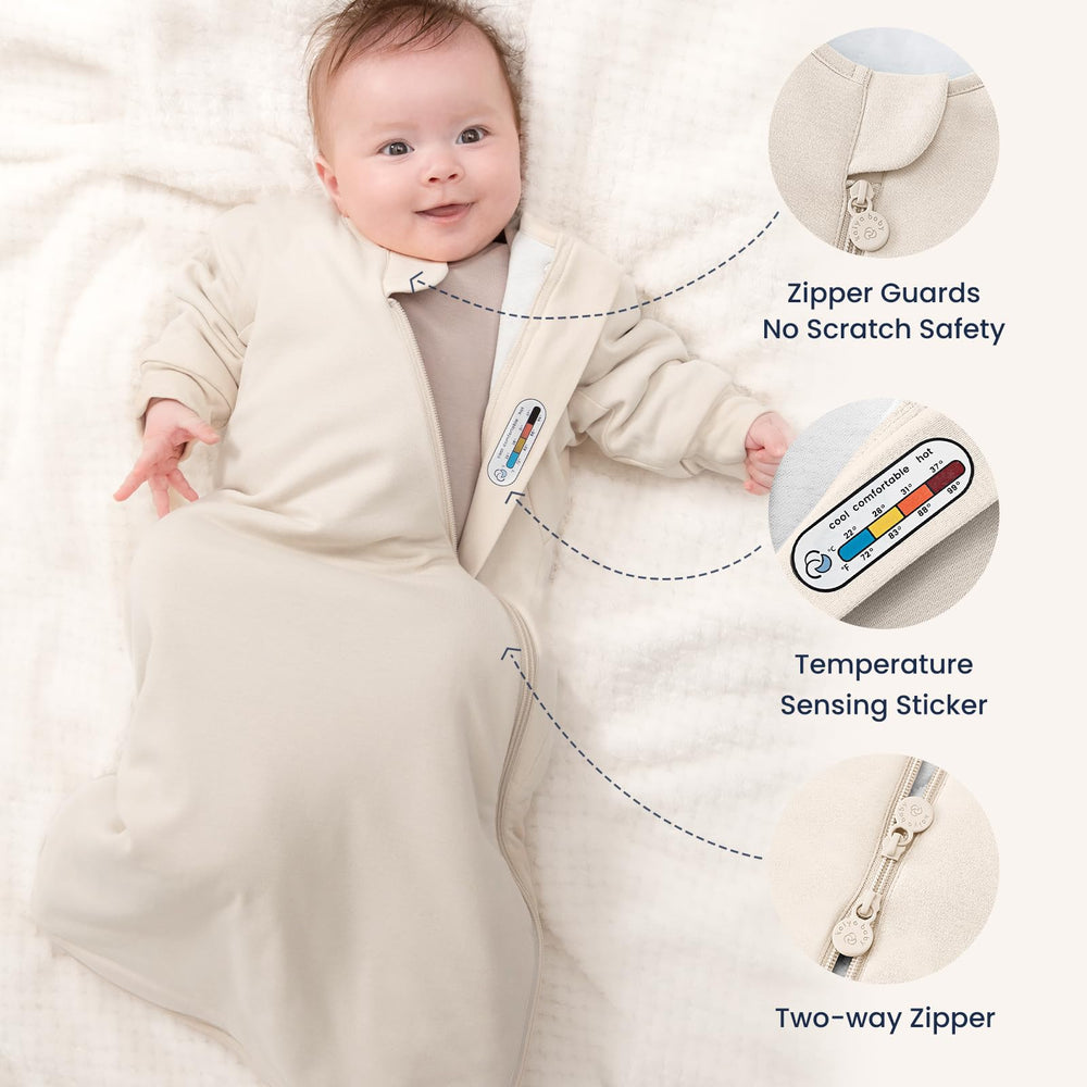 Kaiya Baby sleeping bag anti-slip neckline prevents slips during sleep.