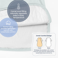 Kaiya Baby wearable blanket bottom zipper for night diaper access.