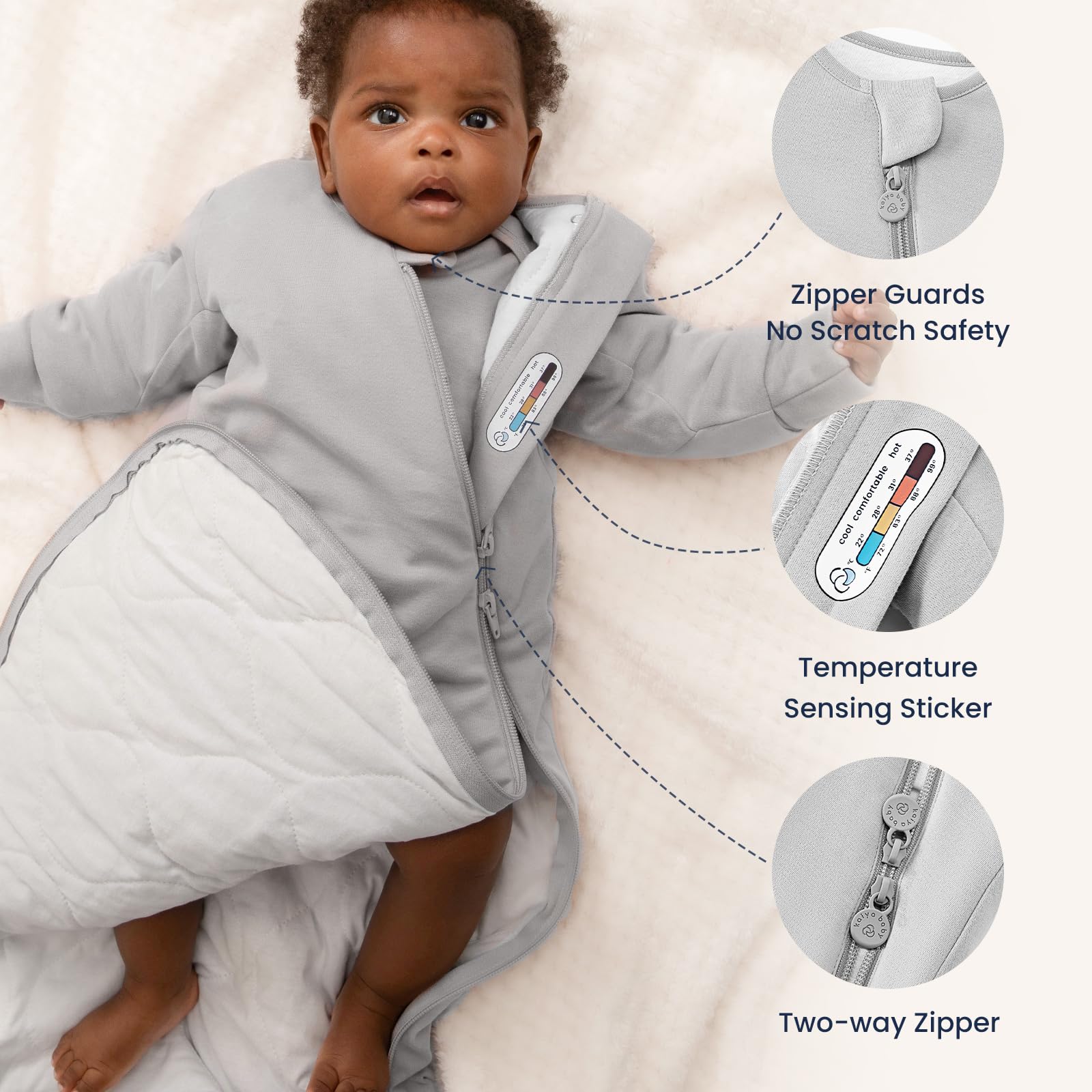 Kaiya Baby sleeping bag hip loose fit supports natural movement