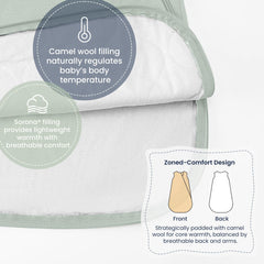 Kaiya Baby sleeping bag loose hip-friendly fit promotes natural leg movement.