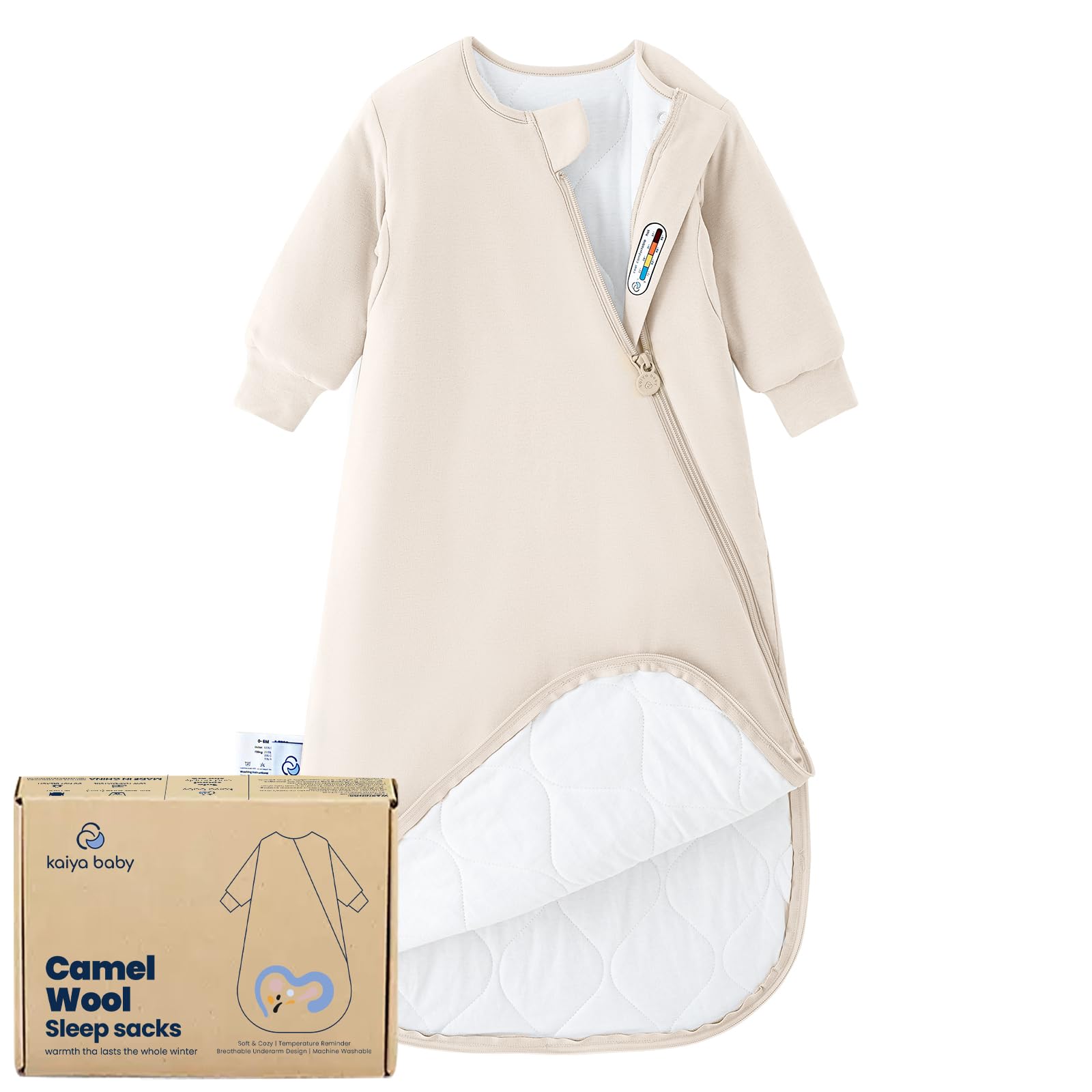 Kaiya Baby sleeping bag long sleeve for warmth and overnight comfort.
