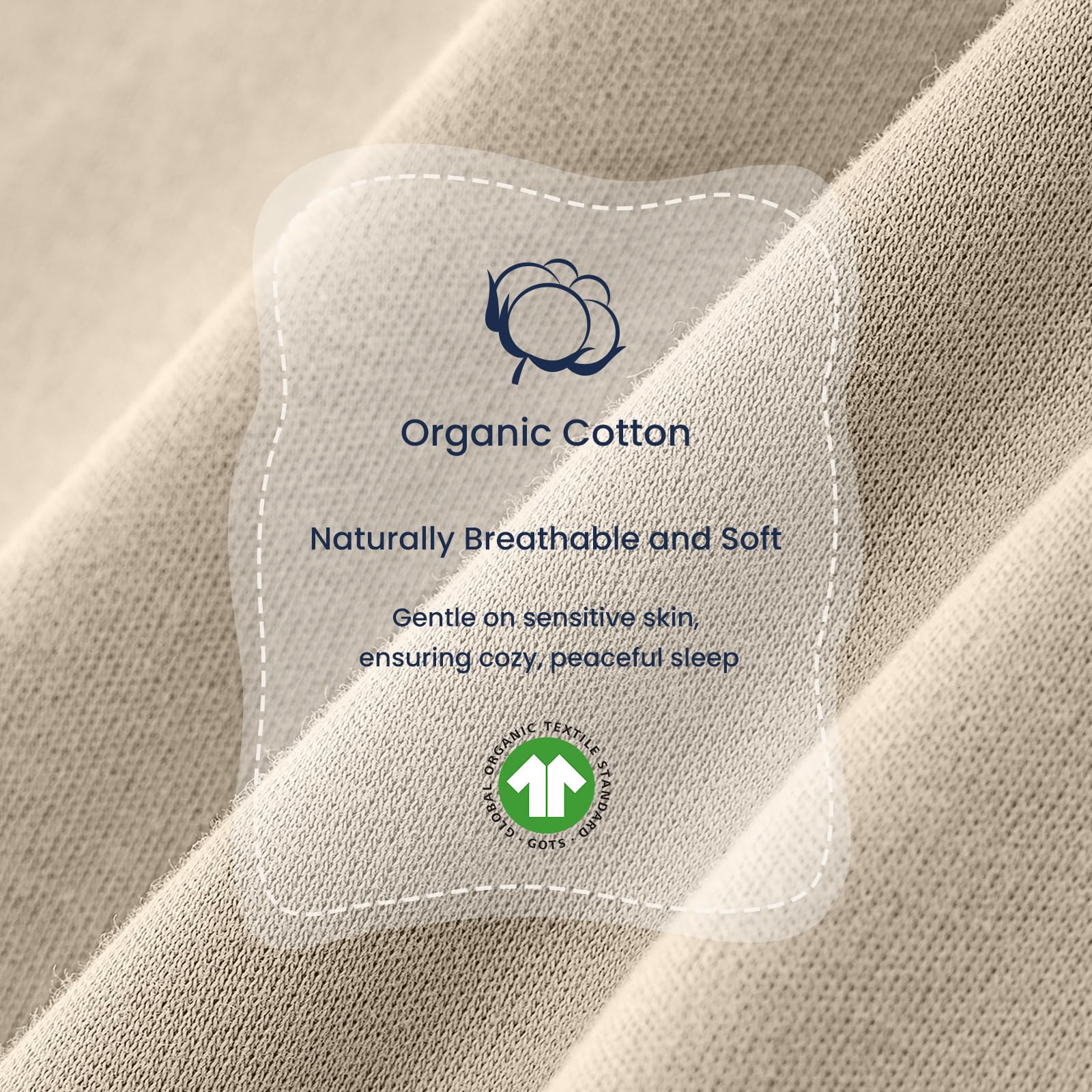 Kaiya Baby sleeping bag secure neckline prevents slips and protects delicate chin skin.