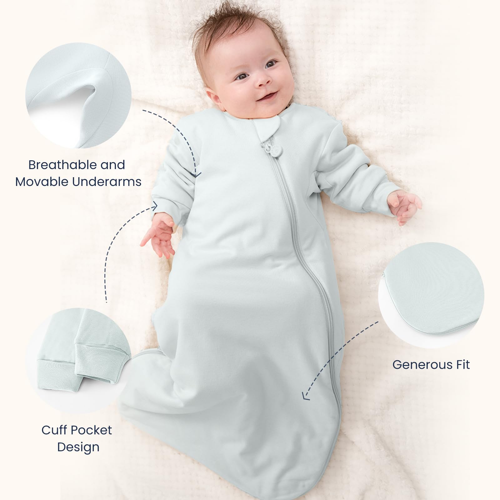 Kaiya Baby size chart helps select S, M, or L for growth.