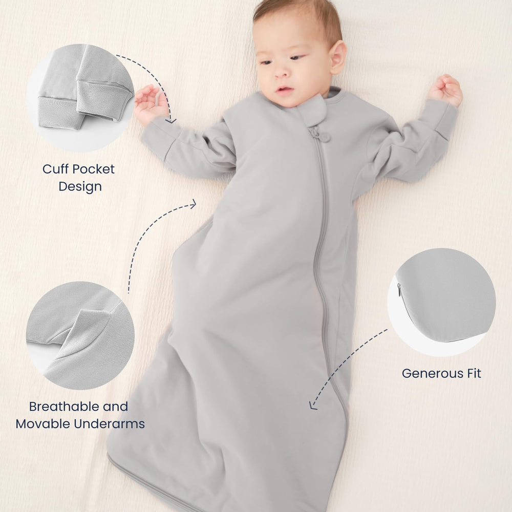 Kaiya Baby sleeping bag size chart shows S, M, L options