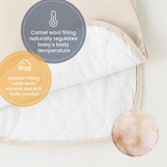 Kaiya Baby sleeping bag features a temperature sticker to monitor warmth.