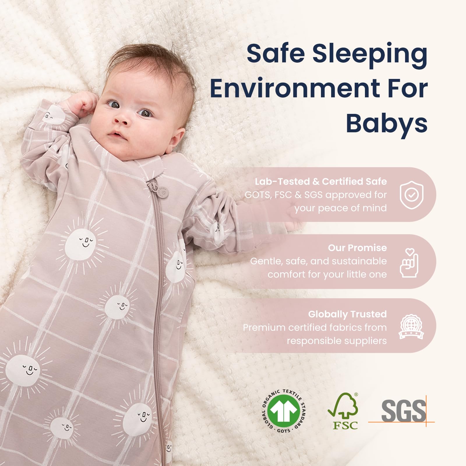 Kaiya Baby durable, machine-washable fabric maintains loft after many washes.