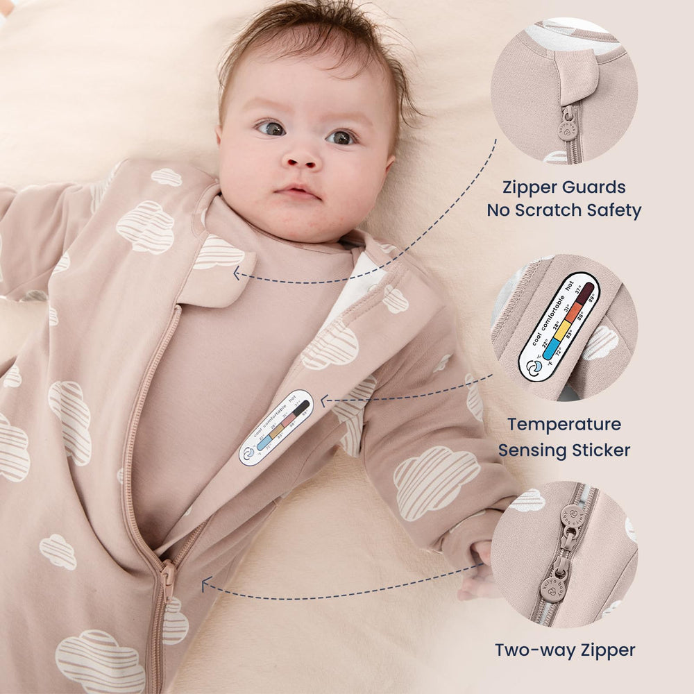 Kaiya Baby temperature sensing sticker highlighted on the chest area.