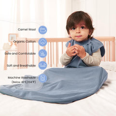 Kaiya Baby unisex sleeping sack side view showing bottom diaper-access zipper.