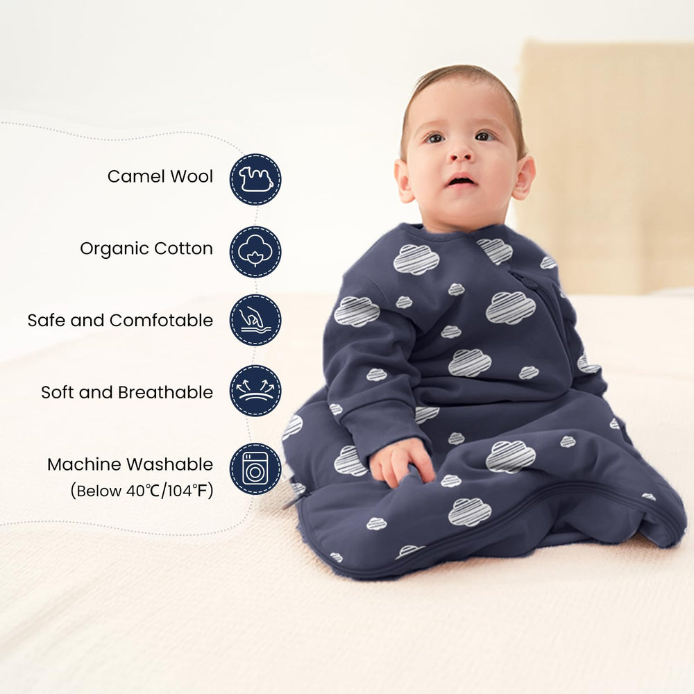 Kaiya Baby wearable blanket in one-piece with sleeves for secure sleep