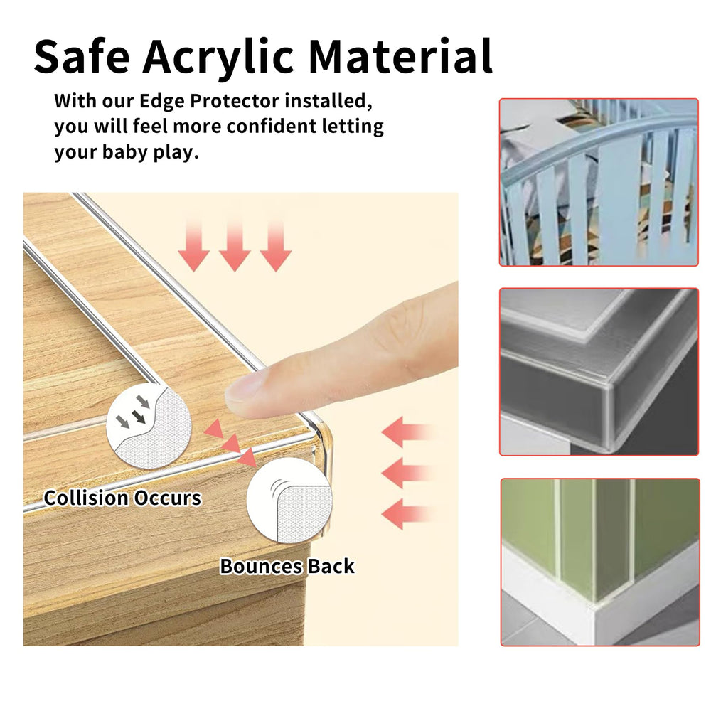 KAIYUER door and shelf protector installed along edges to reduce impact and wear.