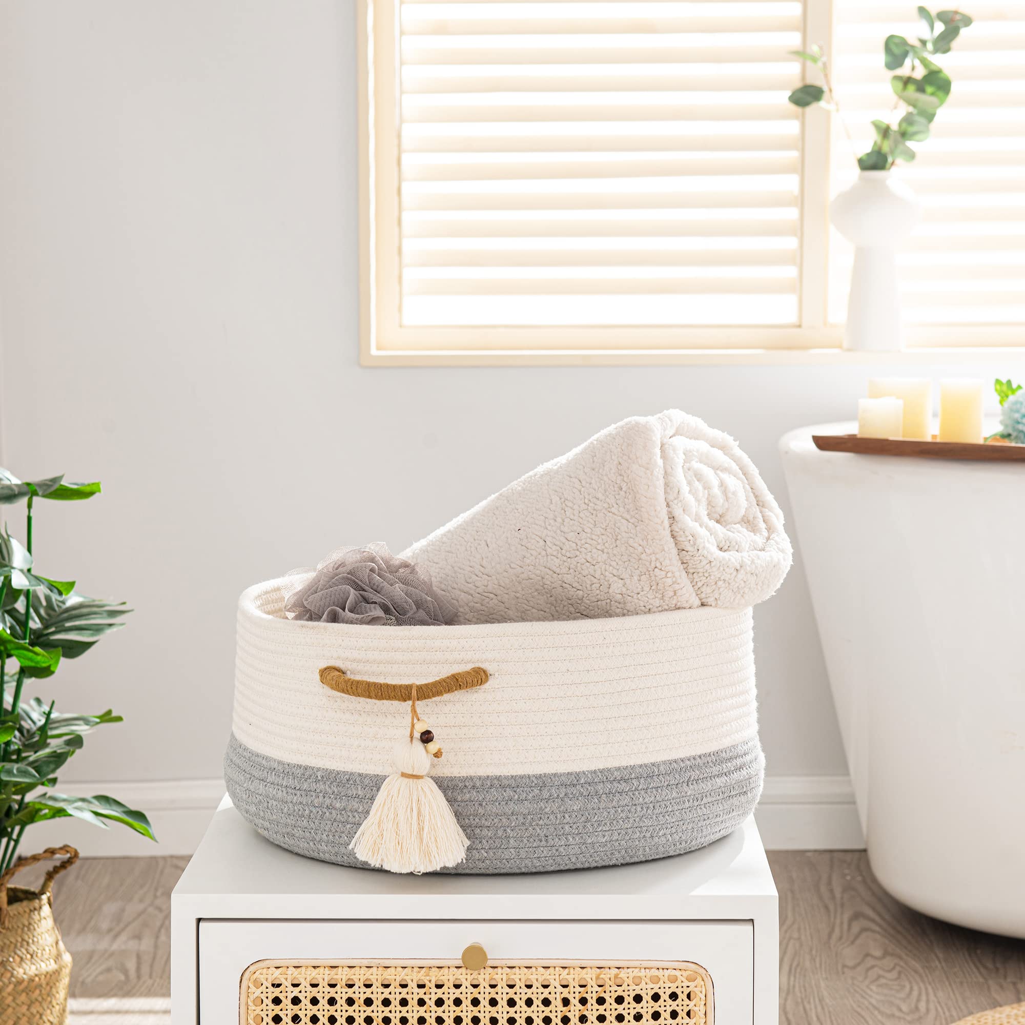 KAKAMAY cotton rope basket durable structure for nursery organization