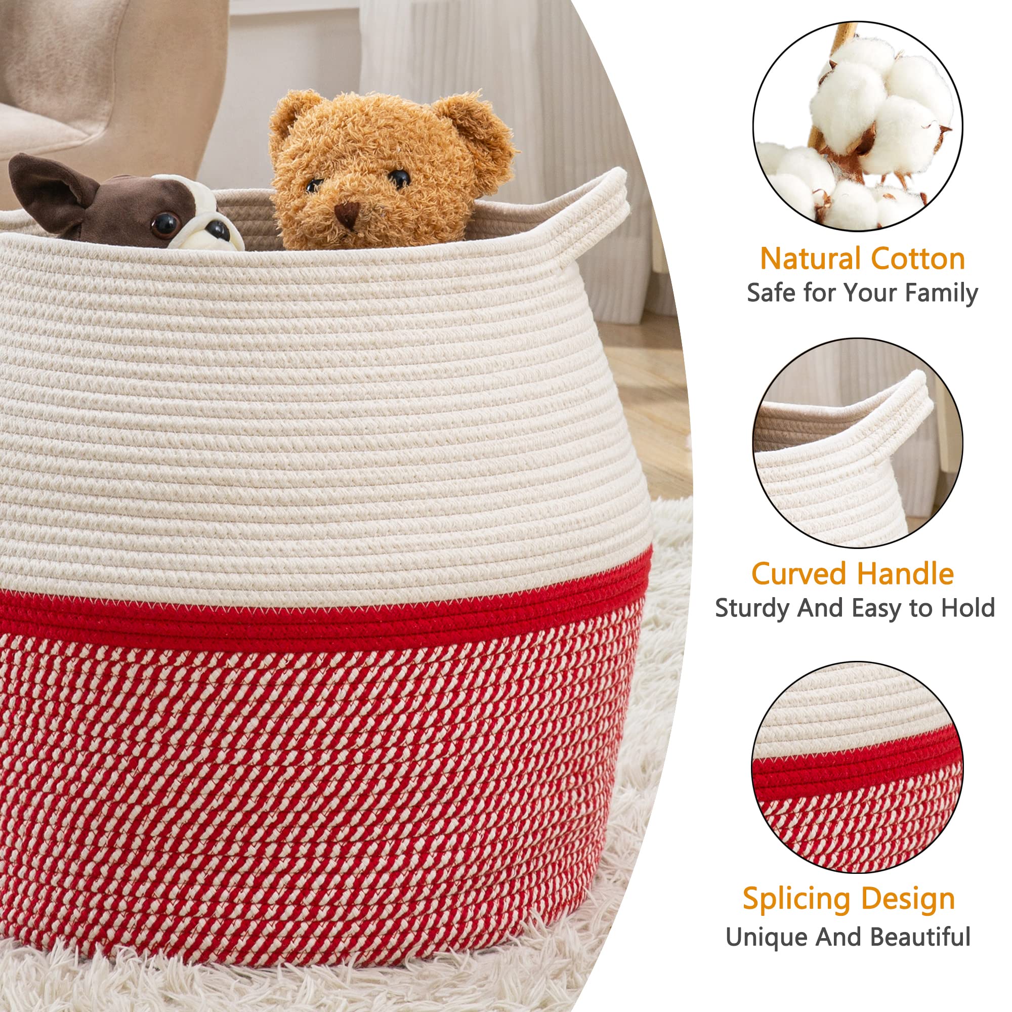 KAKAMAY cotton rope laundry hamper keeps baby clothes tidy