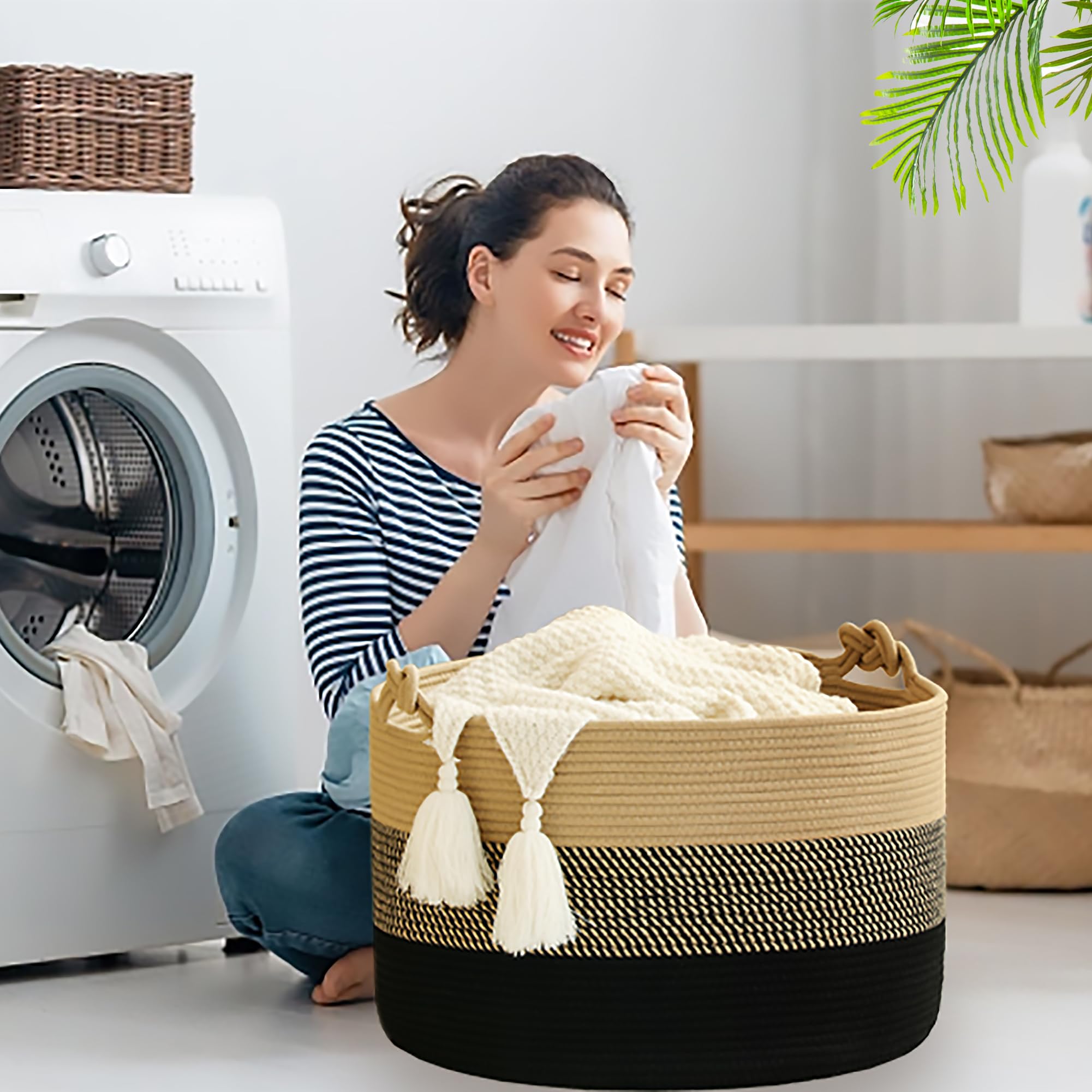 KAKAMAY foldable rope basket is soft yet sturdy.