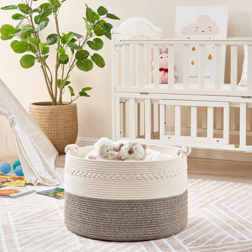 KAKAMAY large blanket basket folded flat showing collapse for storage