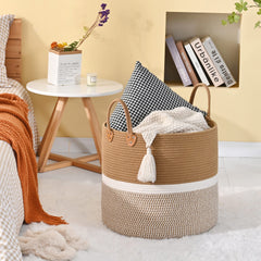 KAKAMAY large blanket basket top view for easy access to throws.