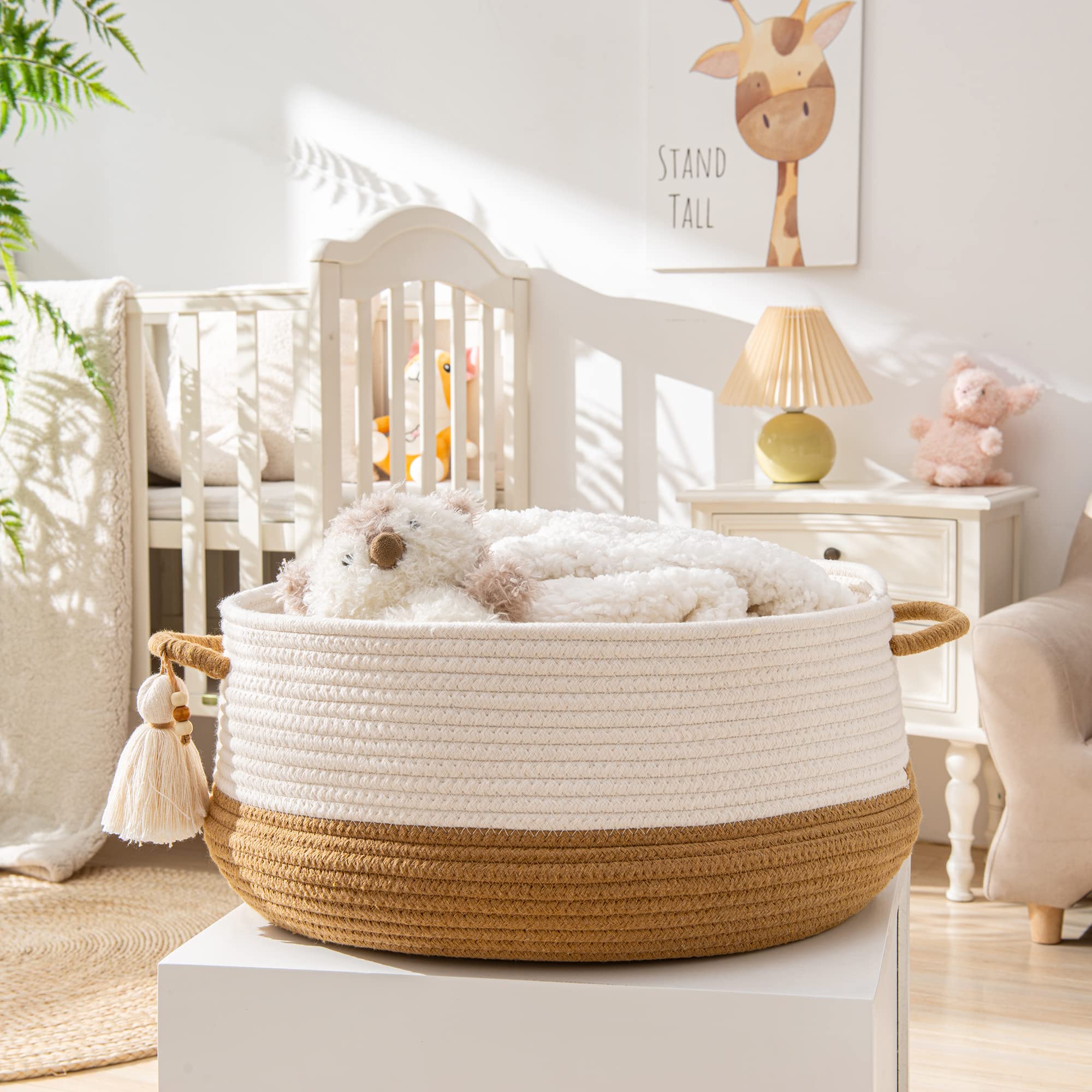 KAKAMAY cotton rope laundry hamper, collapsible for easy storage