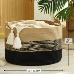 KAKAMAY laundry storage basket keeps blankets neatly organized.