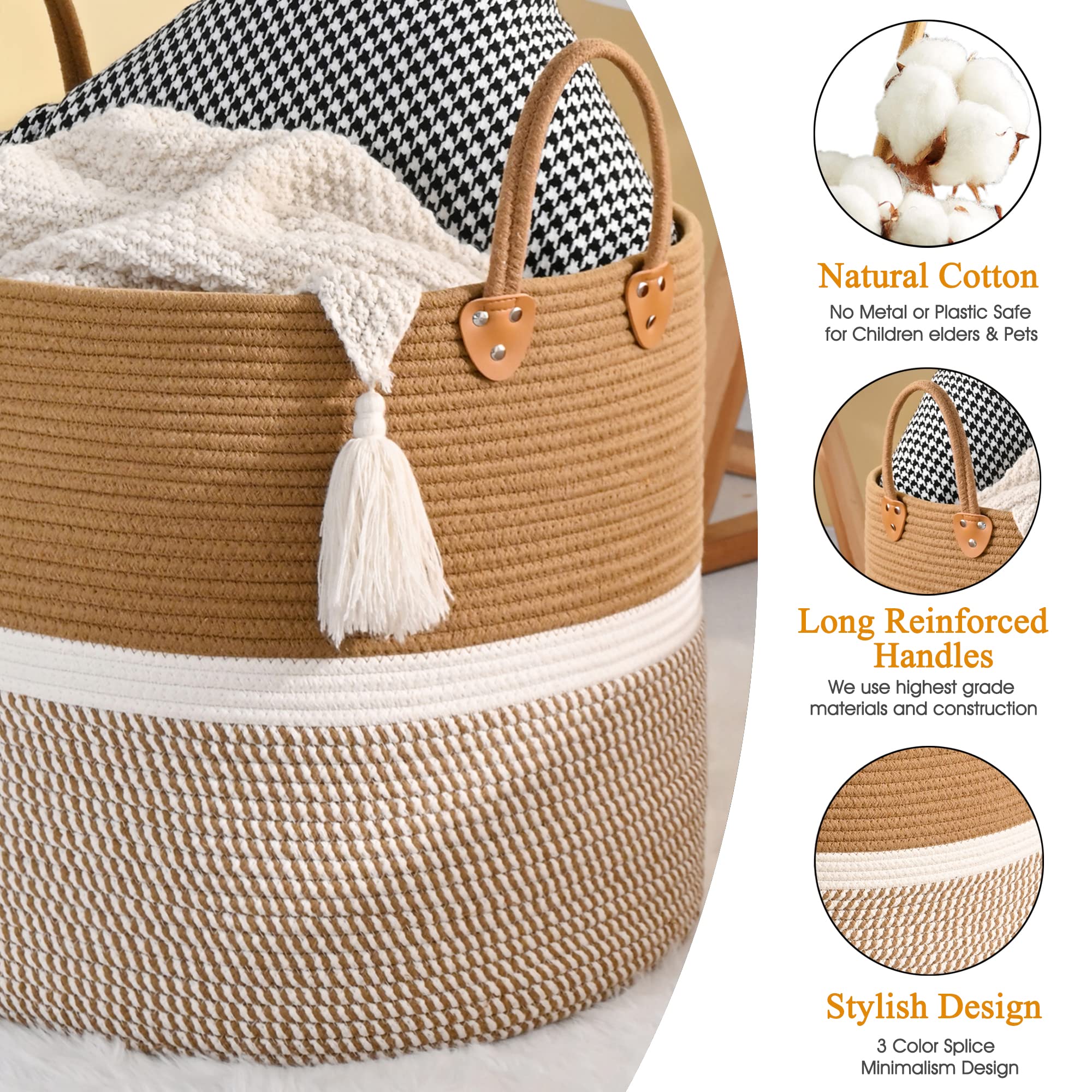 KAKAMAY living room laundry basket demonstrating versatile storage.