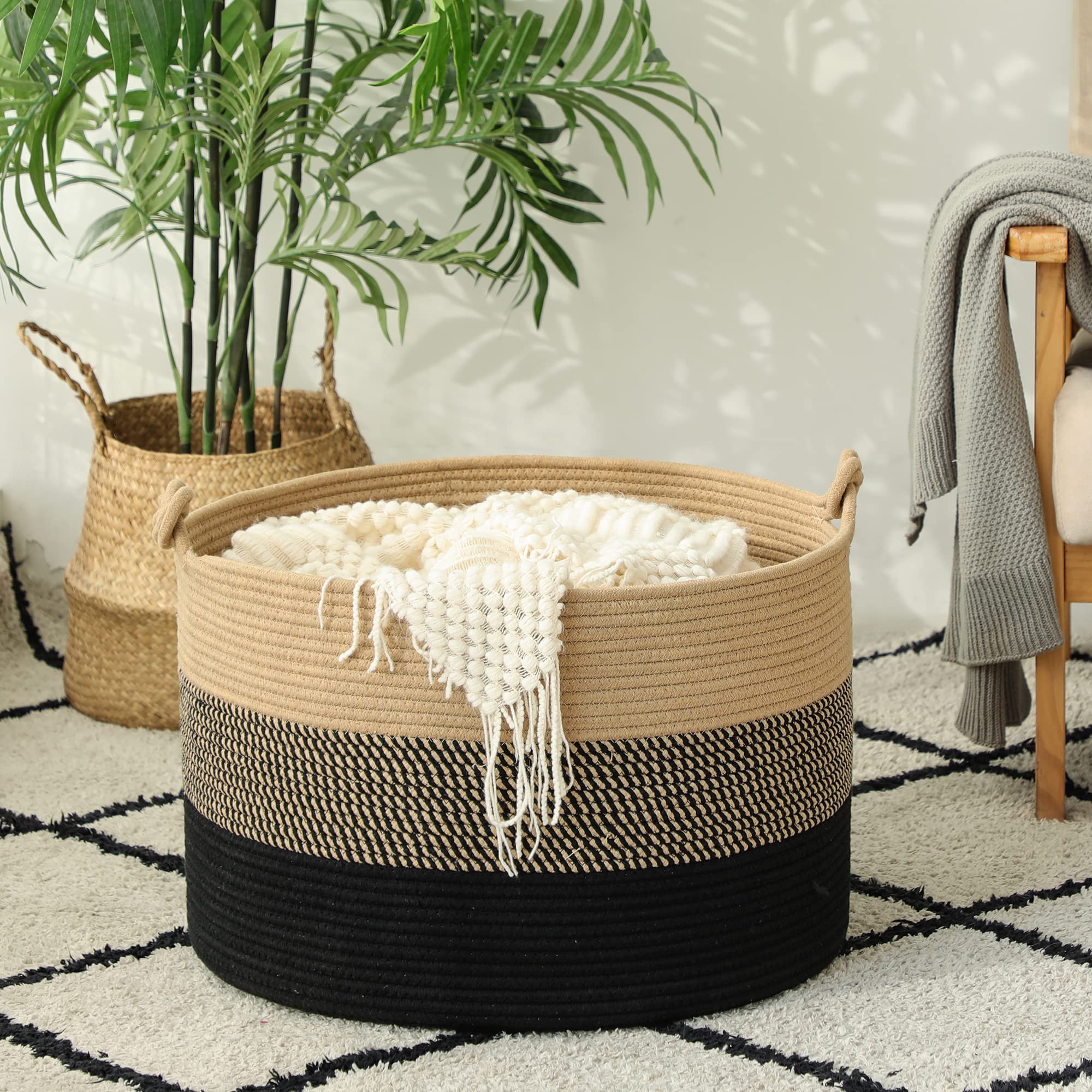 KAKAMAY soft cotton rope basket kid safe storage.