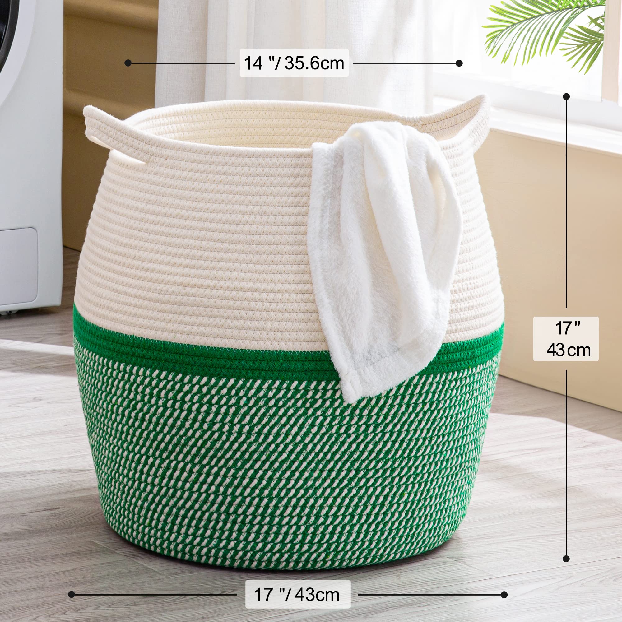 KAKAMAY toy storage basket in green for clutter-free playroom.