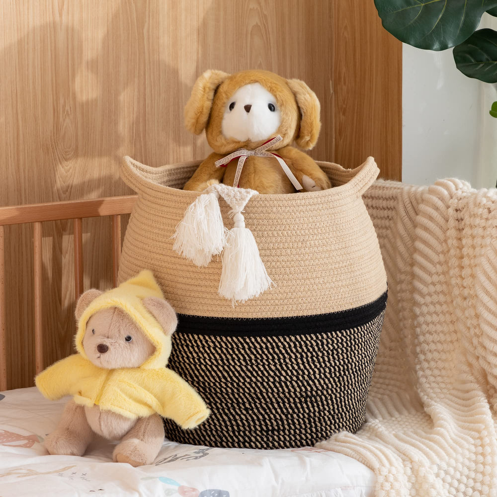 KAKAMAY black woven basket complements modern decor