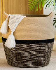 KAKAMAY woven storage blanket 17x17 keeps living room tidy with soft cotton rope