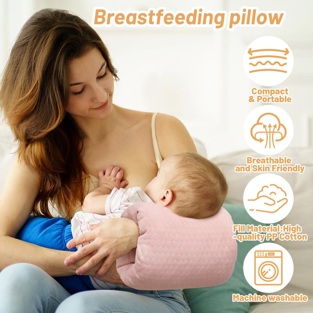 KAKIBLIN pink feeding arm pillow side view, ergonomic support during feeds