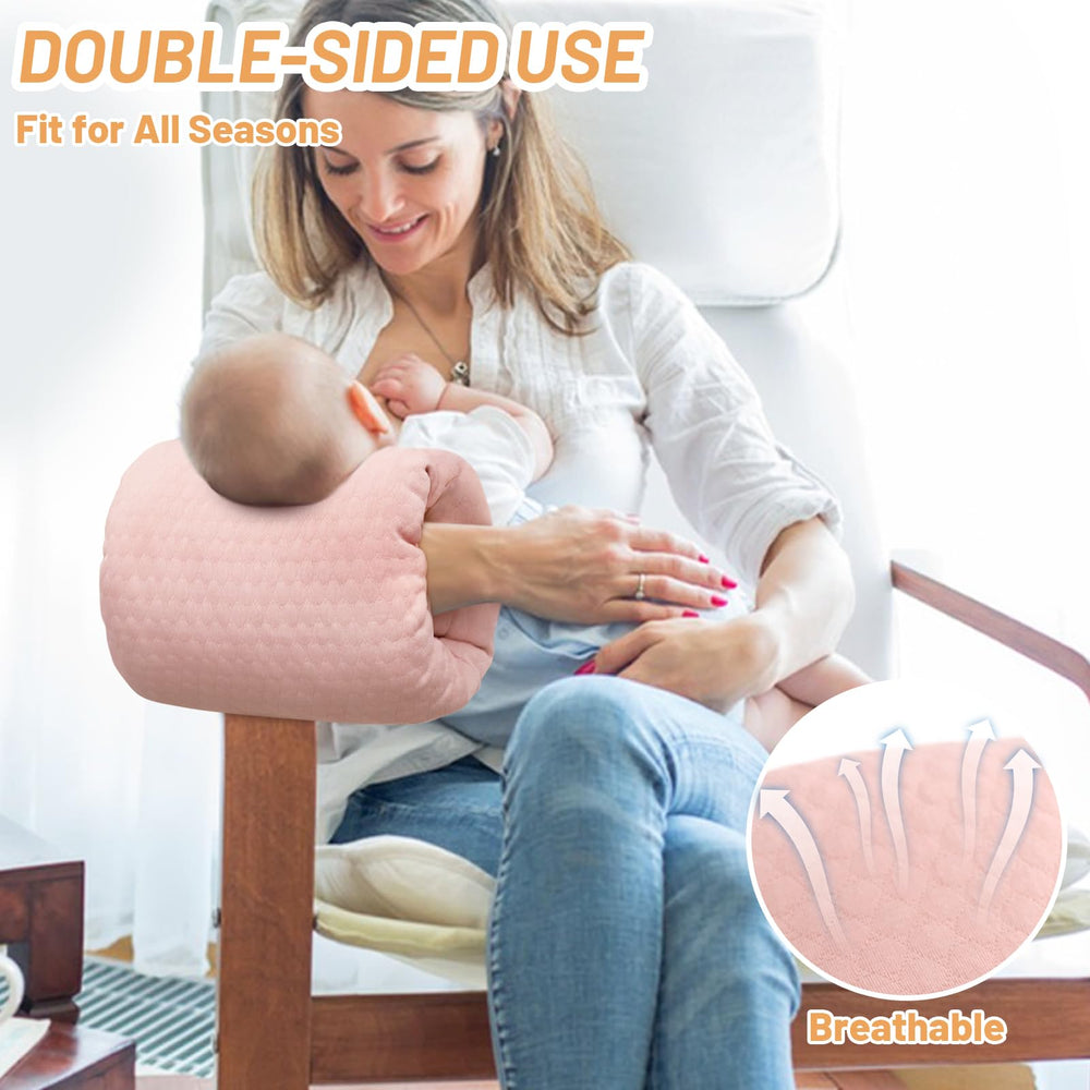 KAKIBLIN compact pink feeding arm pillow, travel-ready for on-the-go feeding
