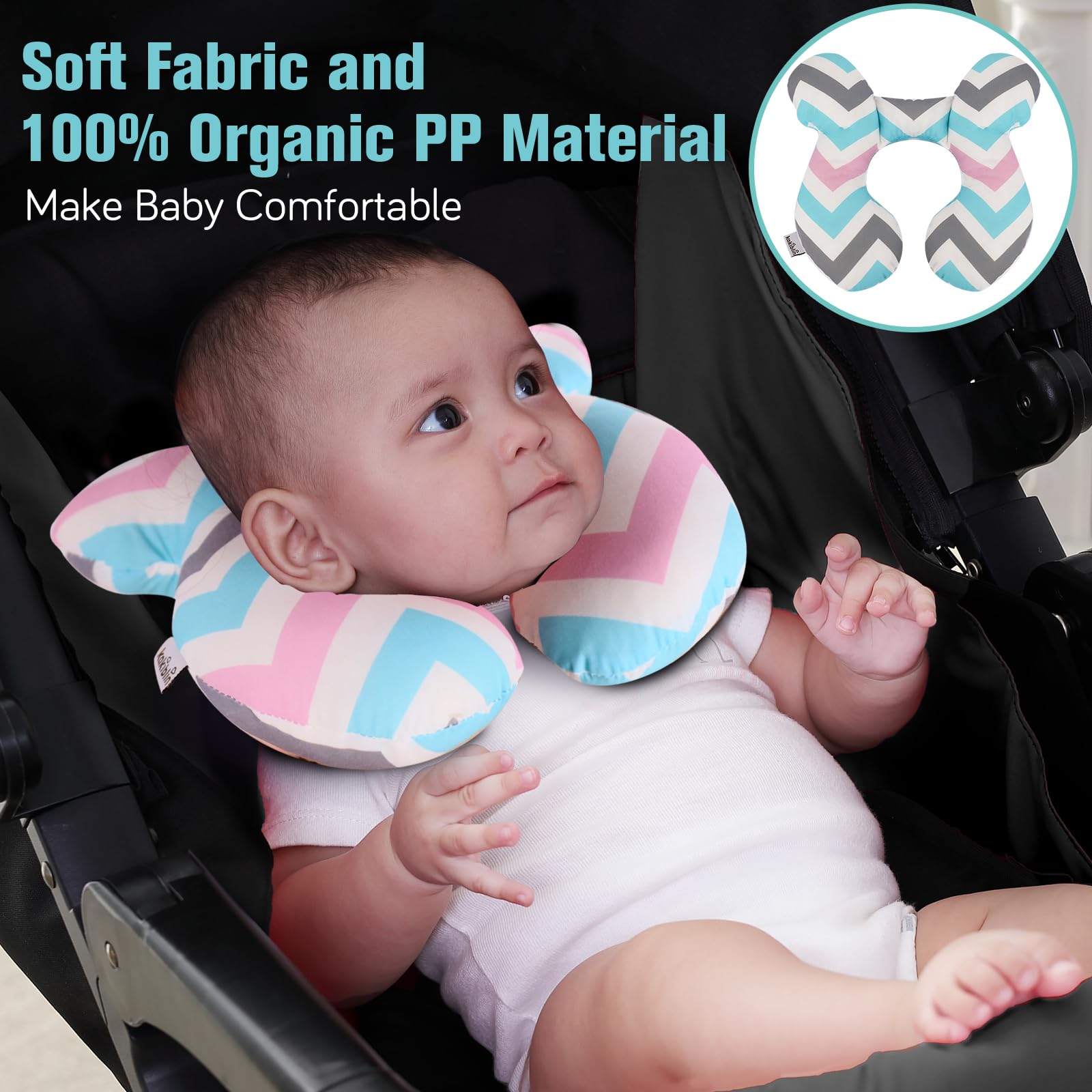 KAKIBLIN neck pillow in soft fabric for delicate baby skin and comfort