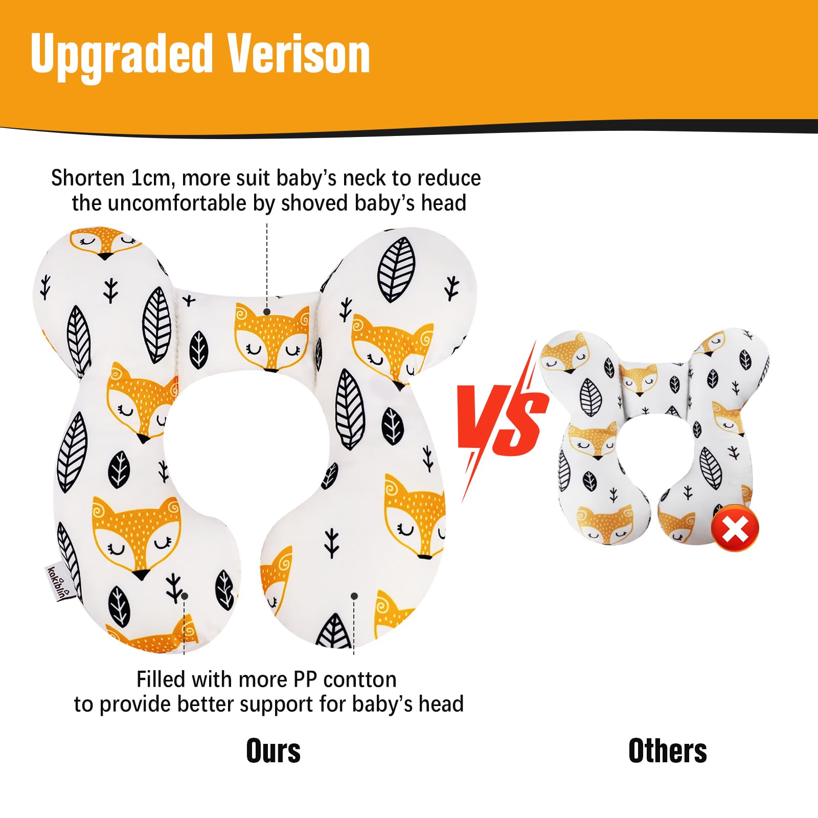KAKIBLIN Yellow Fox pillow soft fabric with plush padding for cozy touch
