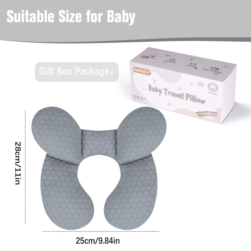 KAKIBLIN Travel Pillow in car seat-ready setup for travel.