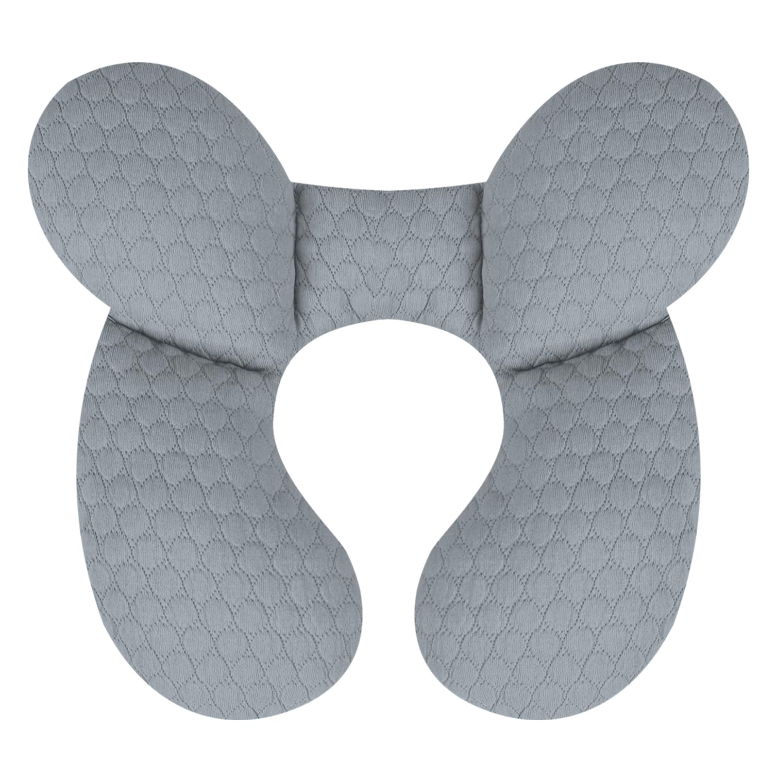KAKIBLIN Baby Travel Pillow front view shows reinforced neck support for car rides.