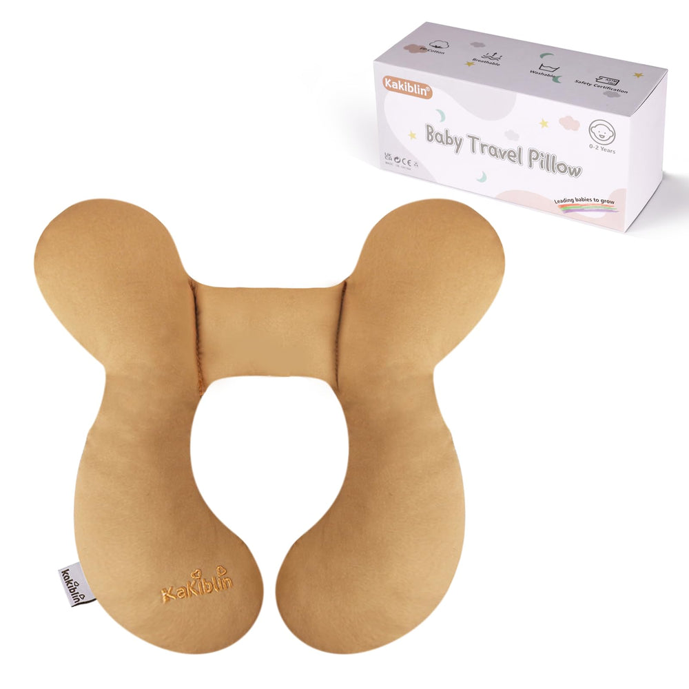 KAKIBLIN baby travel pillow head support close-up shows gentle neck alignment