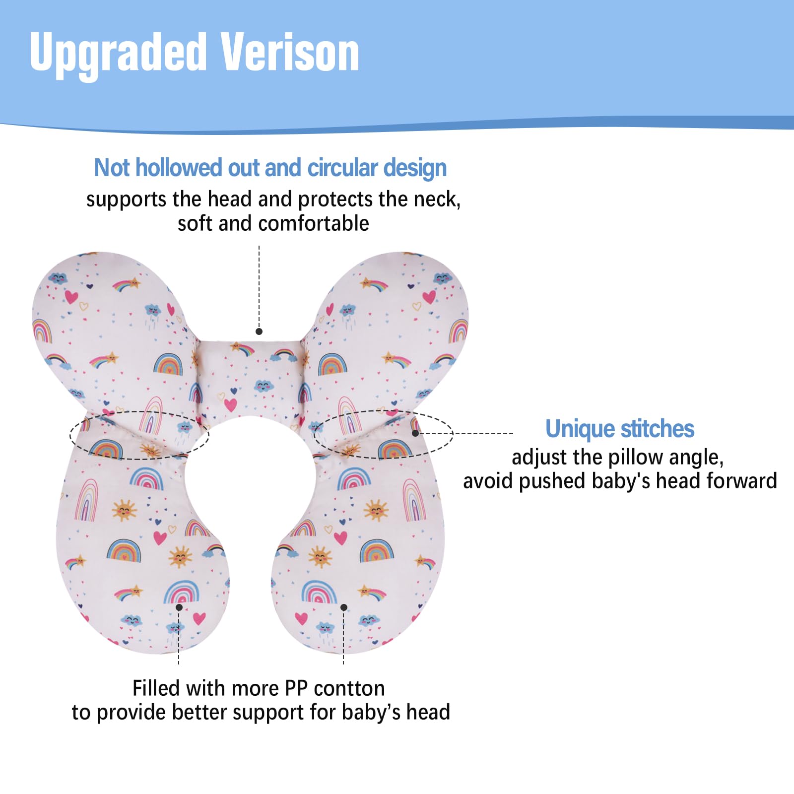 KAKIBLIN pillow supports versatile use in car seats, swings, and strollers.