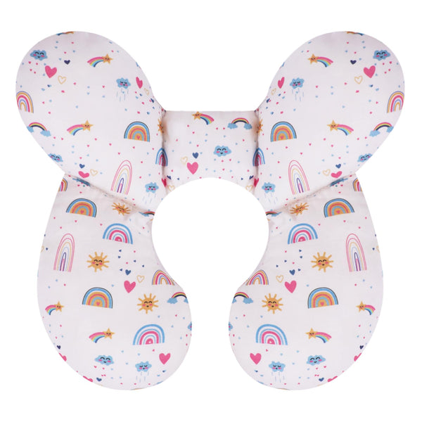 KAKIBLIN Baby Travel Pillow shows the U-shaped design for growing heads on car rides.