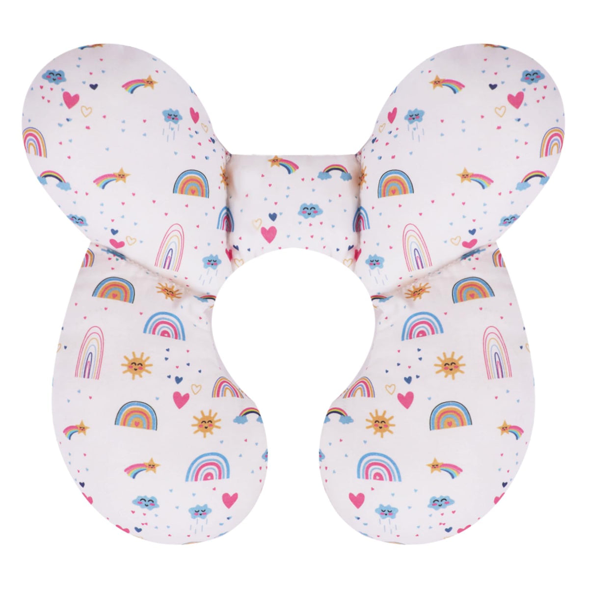 KAKIBLIN Baby Travel Pillow shows the U-shaped design for growing heads on car rides.