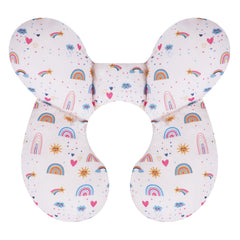 KAKIBLIN Baby Travel Pillow shows the U-shaped design for growing heads on car rides.